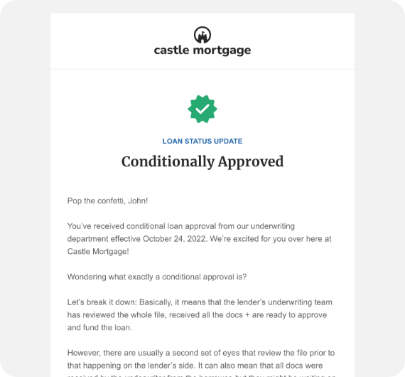 Mockup of the conditionally approved email from Aduvo