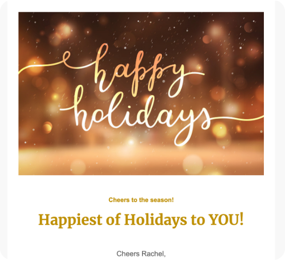 Mockup of the Happy Holidays email from Aduvo